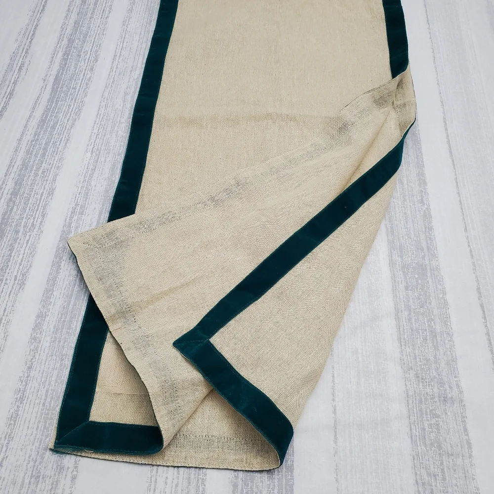 Pier 1 Table Runner - Teal Velvet Trim *